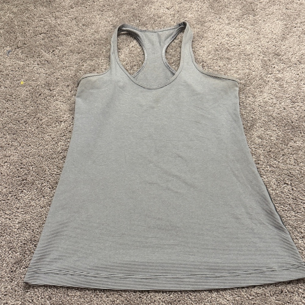 Lululemon Athletica Striped Gray Tank Top